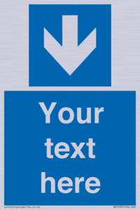 Custom Mandatory directional sign, blue arrow down